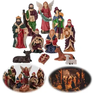 Krippenfiguren Set 11 Figuren Weihnachten Krippe 5-10cm Maria Josef Jesus Schaf