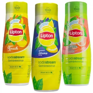 Sodastream Sirup Lipton Eistee: Grüner Zitrus, Pfirsich, Zitrone, 440ml, 3 Stück