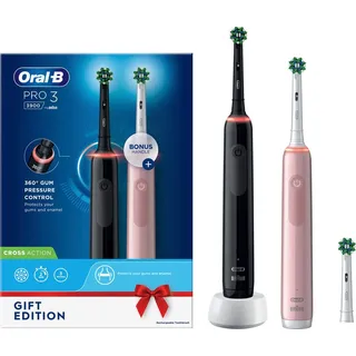 Oral B Pro 3 3900 + 2. Handstück schwarz/rosa Gift Edition