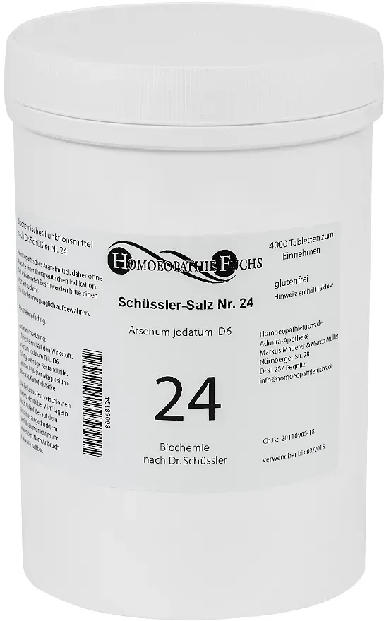 HOMOEOPATHIEFUCHS Schüssler-Salz Nummer 24 Arsenum Jodat D6 Biochemie 4000 St Tabletten