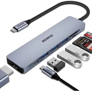 Benfei USB C HUB 7in1 mit HDMI 4K 60Hz und 100W PD