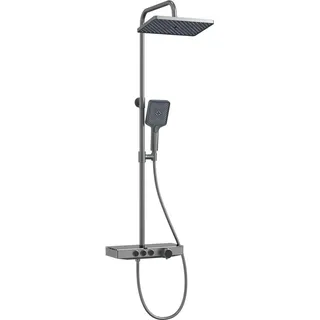 EMKE Emke, Duschsystem, mit Thermostat, Handbrause + Regendusche(3 Strahlstärken) + Unterer Auslass