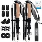 Overmont Wanderstöcke 7075 Aluminium Ultraleicht faltbar verstellbar 105-125CM Trekkingstöcke Nordic Walking Stöcke 1 Paar mit All Terrain Zubehör