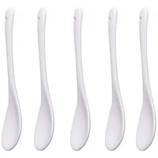 Anawakia 5 Stück Weiß Porzellan Eierlöffel Keramiklöffel Kaffeelöffel Dessertlöffel Mokkalöffel Dip Löffel