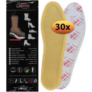 ALPIDEX Wärmesohlen Fußwärmer 8 | 15 | 30 Paar Sohlenwärmer Klebend Sofort 8h Warme Füße Natürliche Wärme Schuhwärmer Einlagen Wärmeeinlagen Wärmepads Sohlen Schuhe, Größe:S|35-38, Farbe:30 Paar