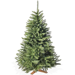 Wolkenland Künstlicher Weihnachtsbaum 220cm, in Premium Qualität mit Holzständer – Naturgetreu und mit dicht bestückten Zweigen – Künstliche Weihnachtsbäume