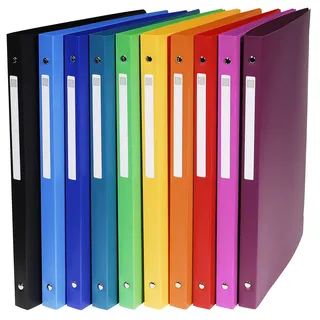 Exacompta 51299E 20er Pack Premium Kunststoff-Ringbuch OPAK aus Kunststoff 4-O Ringe Füllhöhe 15 mm DIN A4 sortiert