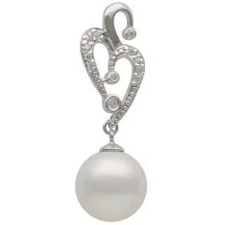 Schmuck Krone Perlenanhänger Anhänger mit Perle 14mm & Zirkonia 925 Silber, Silber 925 silberfarben