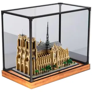 FEIFANBOYANG Acryl-Vitrine für Lego 21061 Notre Dame de Paris Modell, staubdichte, transparente Sammlungsvitrine (nur Displaybox) (Holzmaserung)