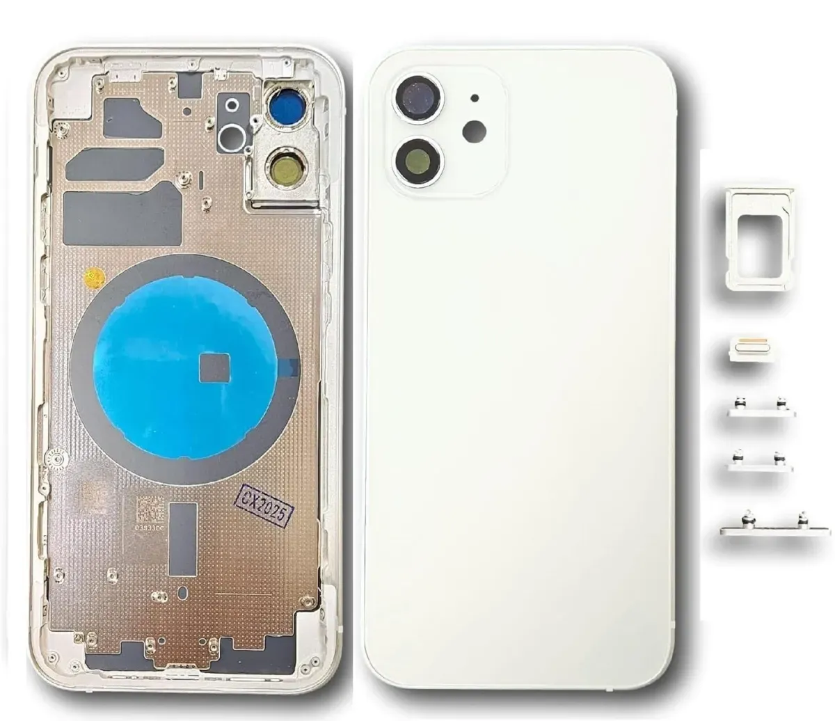 Backcover Akkudeckel Gehäuse Glas für iPhone 12 Weiß Simkart Slot Seitenknöpfe #AS128139
