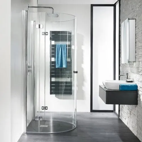 HSK Exklusiv Runddusche Halbkreis mit Drehfalttüren, 4-teilig, Größe: 110 x 90 x 200 cm, 482110-01-50, Duschkabine: Alu-silbermatt: ESG klar