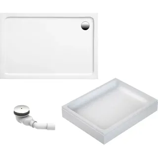 Schulte Duschwanne Adria aus hochwertigem Sanitäracryl, 100x80 cm inkl. Wannenträger und Überlaufschutz, Pflegeleicht und alterungsbeständig, Größe: wählbar