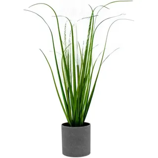 Spetebo - Künstliches Deko Pampasgras im grauen Topf - 50 cm - Dekogras Kunstpflanze mit Blumentopf