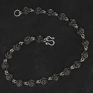Drachensilber Fußkette Große Rosen Sterlingsilber Schmuck - Silber