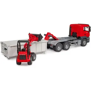 Bruder MAN TGS LKW mit Abrollcontainer und Schäffer Hoflader