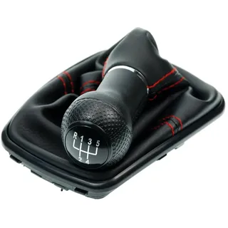 L & P Car Design Schalthebel Schaltsack Rot Schaltknauf Auto f. VW Golf 4 IV Bora Schwarz 23 mm (Set, 1 St., Schaltknauf + Schaltsack + Rahmen), Plug&Play Montage rot|schwarz