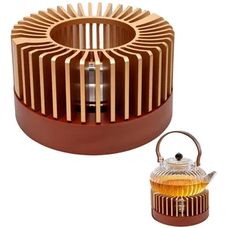 HX-pyahgtv Stövchen für Teekanne, Teekannenwärmer mit Hohl Geschnitztem Design, Legierungswärmer mit Holzsockel, Ideal für Wärmeerhaltung von Tee Milch Kaffee Lebensmittel, Für Zuhause & Café