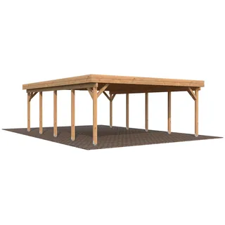 Doppel-Carport 600 x 762 cm Braun tauchgrundiert