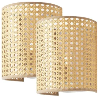 lux.pro Wandleuchte Ascot 2er Set Rattanoptik [ Lux.pro