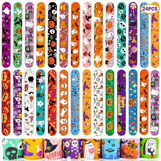 Acuiwer Halloween Schnapparmband 24 Stück Slap Armbänder Kindergeburtstag Gastgeschenke Party Slap Bracelet für Kinder Mädchen Jungen