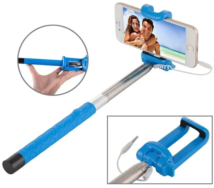 Selfie Stick für iPhone Samsung Sony Huawei Xiaomi LG HTC 23,5cm-105,5cm Blau