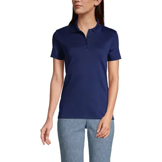 Lands' End Damen Poloshirt aus Supima-Baumwolle, kurzärmlig - blau - X-Groß - XL