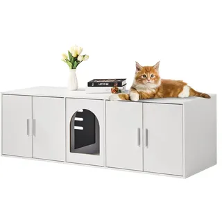 Vevor Katzentoilette Katzenklo Schrank Katzenschrank 1,47x0,46x0,45m weiß