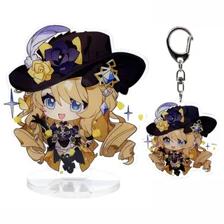 narukami Genshin Impact Cute Character Acrylic Figure Stand and Keychain Set for Game Player or Fans, Navia, Medium