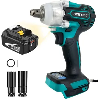 Schlagschrauber, bürstenloser drahtloser Schlagschrauber, mit 1/2 "Treiber 21V 320N.m Drehmoment, 2 Buchsen, 19mm 21mm, 1 5500mAh Batterie (ohne