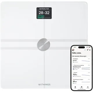 WITHINGS Body Comp WLAN Smart Scales with Full Body Analysis Including Fat Content, Muscle Mass, Bone Density, Visceral Fat, Digital Personal Scales / Body Fat Scales with Bluetooth
