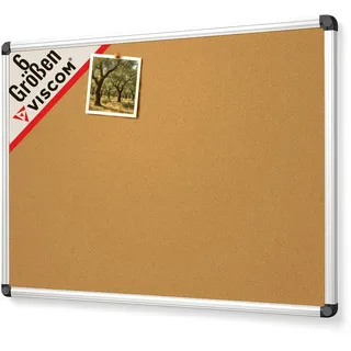 VISCOM Kork-Pinnwand Groß - 90 x 120 cm - Korktafel mit Aluminium-Rahmen in 6 Größen - Pinnwand für Notizen - hochwertiges natürliches Kork