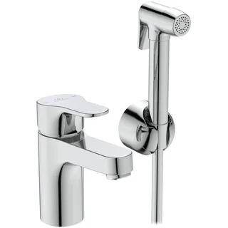 Ideal Standard Cerabase H80 Waschtischarmatur BC834AA chrom, mit Seitenbrause, ohne Ablaufgarnitur, Ausladung 106mm