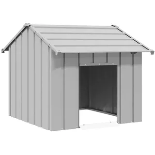 vidaXL Hundehütte mit Dach 85 x 107 x 81 cm Stahl Grau