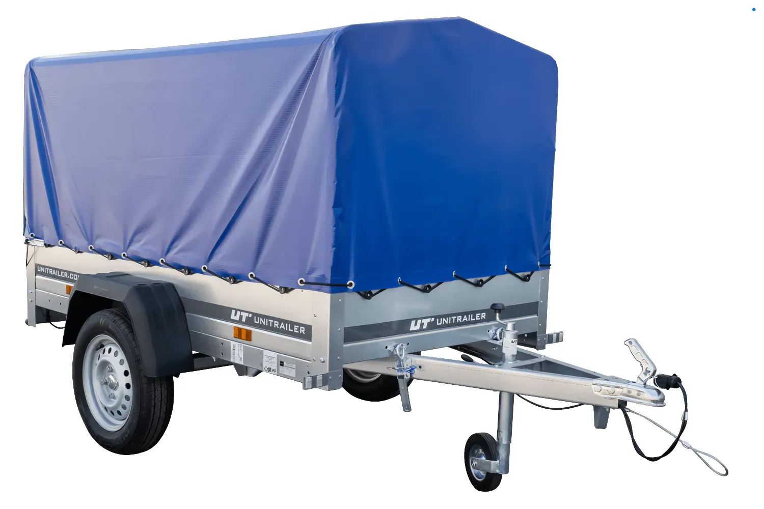 Einachsanhänger 200x106 UNITRAILER GARDEN 200 KIPP mit H-800 Rahmen und blauer Plane