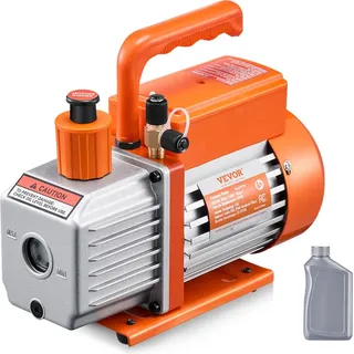 Vevor Vakuumpumpe, 4 CFM, HVAC einstufige Drehschieber-Vakuumpumpe, für R134a R22 R410a Systeme, Auto-AC-Vakuumpumpen-Kit mit Ölflasche, für die Wartung von Auto-Klimaanlagen und Harzentgasung