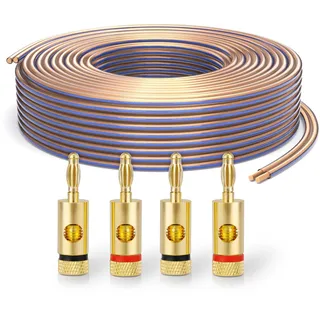 PureLink Lautsprecherkabel OFC 2 x 4,00mm2 (0,10mm), 10,0m, transparent, Set mit 4 Bananensteckern