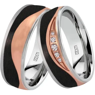 Trauring »Schmuck Geschenk Edelstahl Trauring Ehering Partnerring LIEBE«, wahlweise mit oder ohne Zirkonia, 16475202-52 edelstahlfarben-roségoldfarben-schwarz ohne Zirkonia