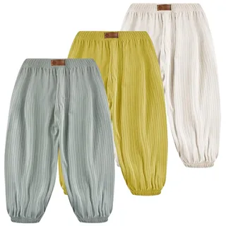 Rainjia Baby Jungen Mädchen Leichte Pumphose Haremshose 6 Monate - 9 Jahre, 3er Pack Baby Jogginghose Ice Seide Sommer dünne Freizeithose Jungen Klimahose Sommerhose Mädchen Jogger Hose Gr. 74-134 - 1-2 Jahre