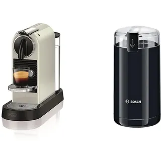 Nespresso De'Longhi EN167.W Citiz Kaffeekapselmaschine, Hochdruckpumpe & Bosch Hausgeräte TSM6A013B Kaffeemühle, Schwarz