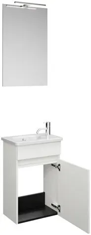 burgbad Rocio Set-Gästebad aus Spiegel mit LED-Leuchte, Waschtisch und Waschtischunterschrank, Breite 450mm, SGYT045F6223C0001, Farbe: Weiß Matt