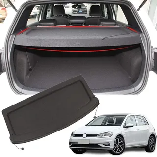 GLOVET Einziehbarer Auto Laderaumabdeckung Rollo für VW Golf 7 2015 2016 2017 2018 2019, Hintere Kofferraum Hutablage Kofferraum Schutz Abdeckung Frachtabdeckung