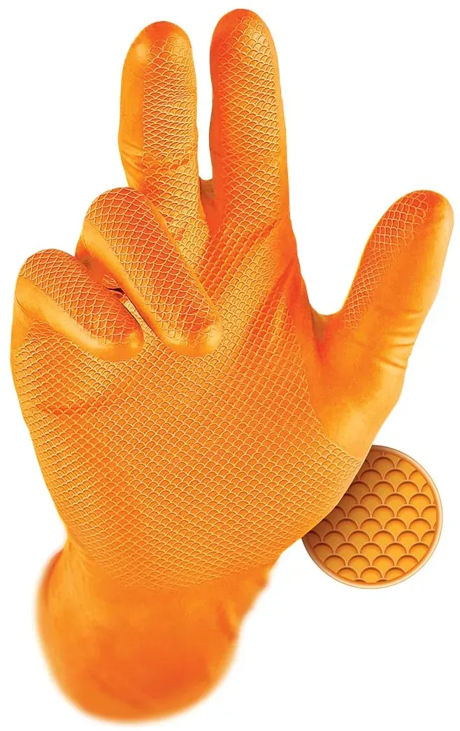 50 Stk. Grippaz 246 Nitrilhandschuhe EN ISO 374 orange, Größe: S