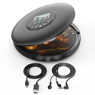 Arafuna Tragbarer CD Player-Compact Discman CD Player-Persönlicher Musik-Player mit CD-R, CD-RW Wiedergabe Anti-Skip Schutz, programmierbare Tracks für Kopfhörer enthalten