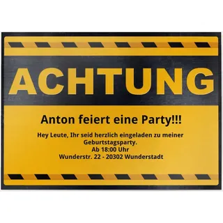 Einladungskarten zum 70. Geburtstag Gelb online gestalten und bestellen - Achtung | Wunderkarten.de