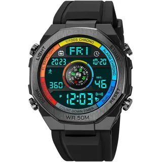 findtime Schrittzähler Uhr Nicht Bluetooth/Keine App/Ohne Handy Erforderlich Digital Fitnessuhr mit Pedometer Kalorienzähler Zum Joggen Laufen Laufuhr