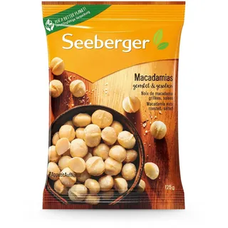 Seeberger Macadamias geröstet & gesalzen: Feinstens veredelte Macadamianüsse - schonend geröstet mit feiner Salznote - intensiv nussig - geschält, vegan (1 x 125 g)