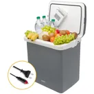 TZS FIRST AUSTRIA Elektrische Kühlbox 32L, Mini-Kühlschrank, 12V /230V Anschluss, 12-V-Stecker fürs Auto, für Camping, Festivals, Reisen, mit Kühl- und Warmhaltefunktion grau