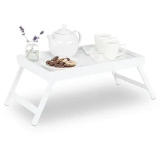 Relaxdays Betttablett weiß 64,0 x 31,0 cm