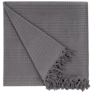 CLASS HOME COLLECTION Bettüberwurf Tagesdecke 220x240 cm Waffeloptik großer Bettüberwurf, Sofa Überwurf, reliefartigen Oberflächenstruktur Pique Muster grau