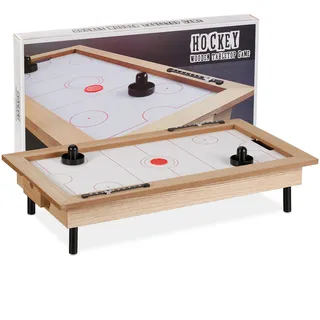 Relaxdays Airhockey Tischspiel, HBT: 14 x 65 x 35 cm, inkl. Schieber & Puck, Tischhockey Kinder & Erwachsene, Mehrfarbig